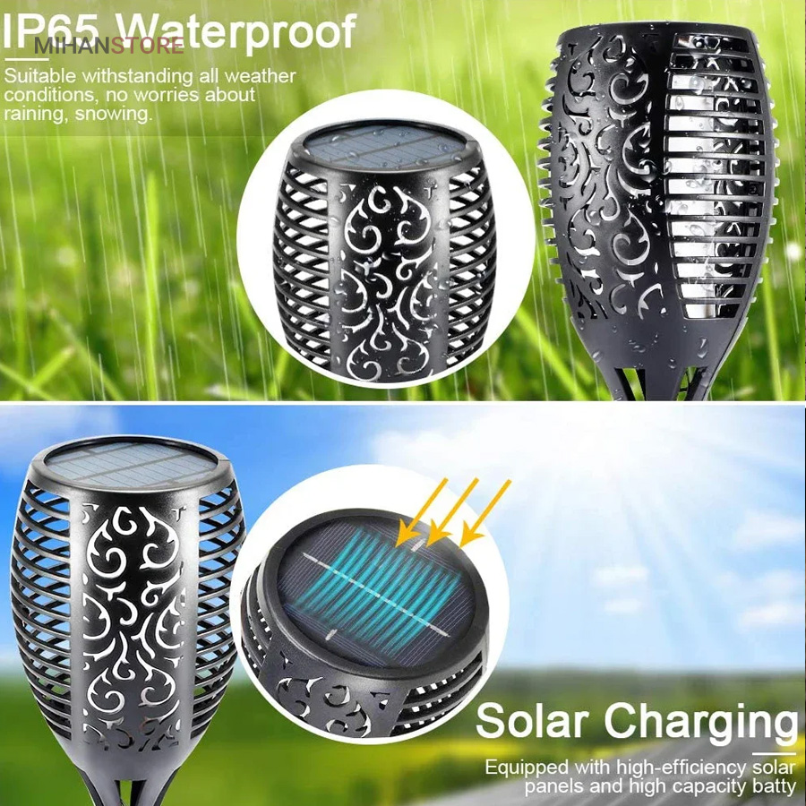 چراغ خورشیدی باغچه طرح شعله