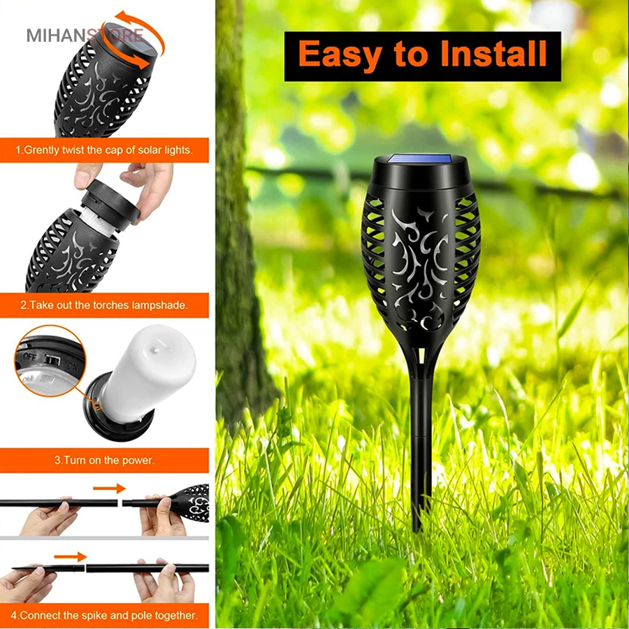 چراغ خورشیدی باغچه طرح شعله