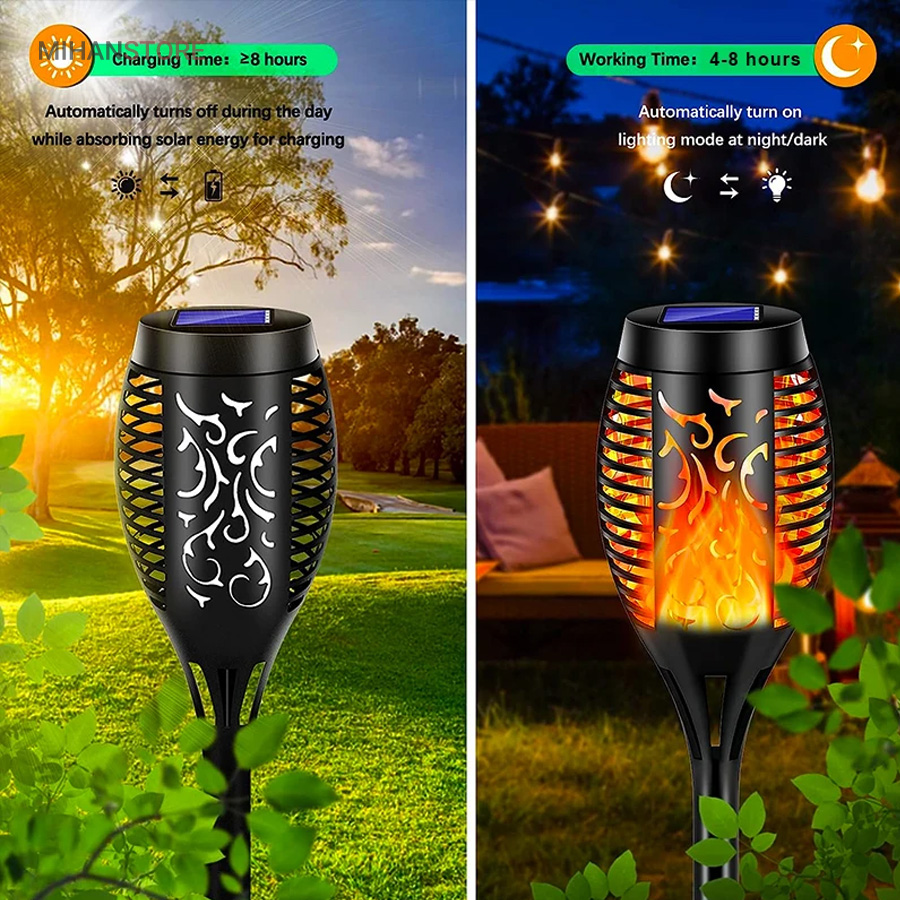 چراغ خورشیدی باغچه طرح شعله