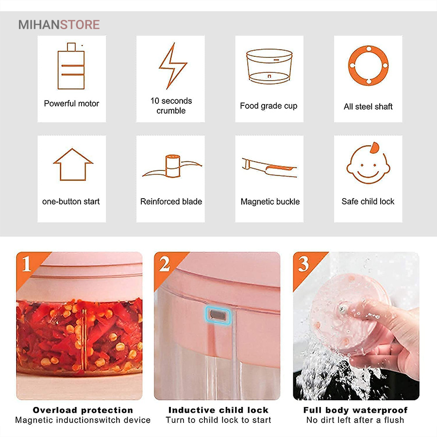 مینی خردکن شارژی 3 تیغه