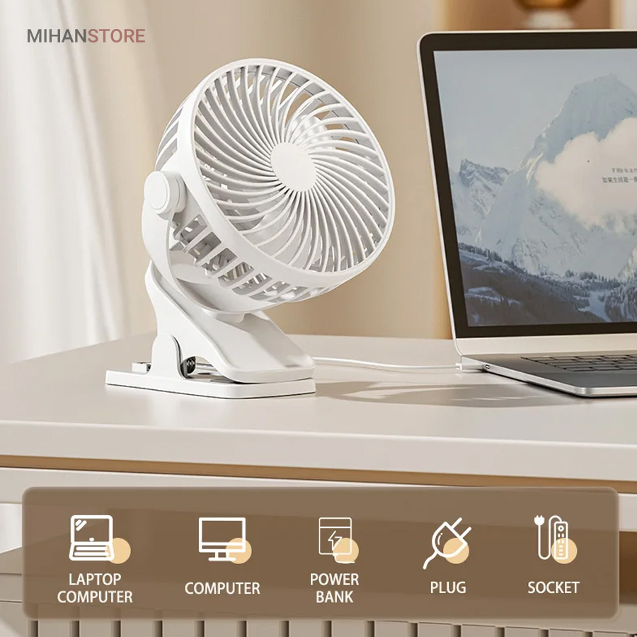 مینی پنکه شارژی گیره دار