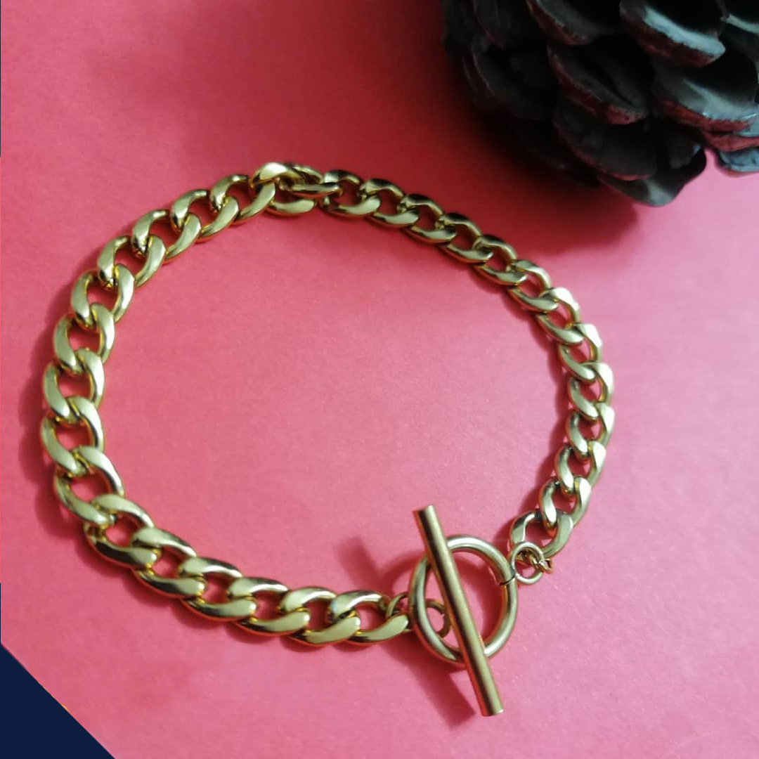 دستبند استیل اسپرت کارتیه با قفل تی