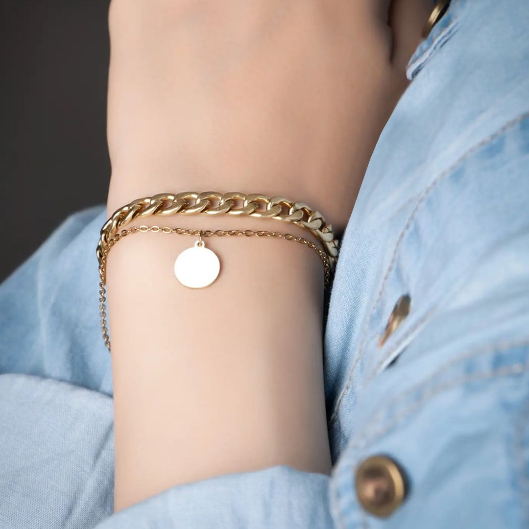 دستبند استیل اسپرت کارتیه با قفل تی