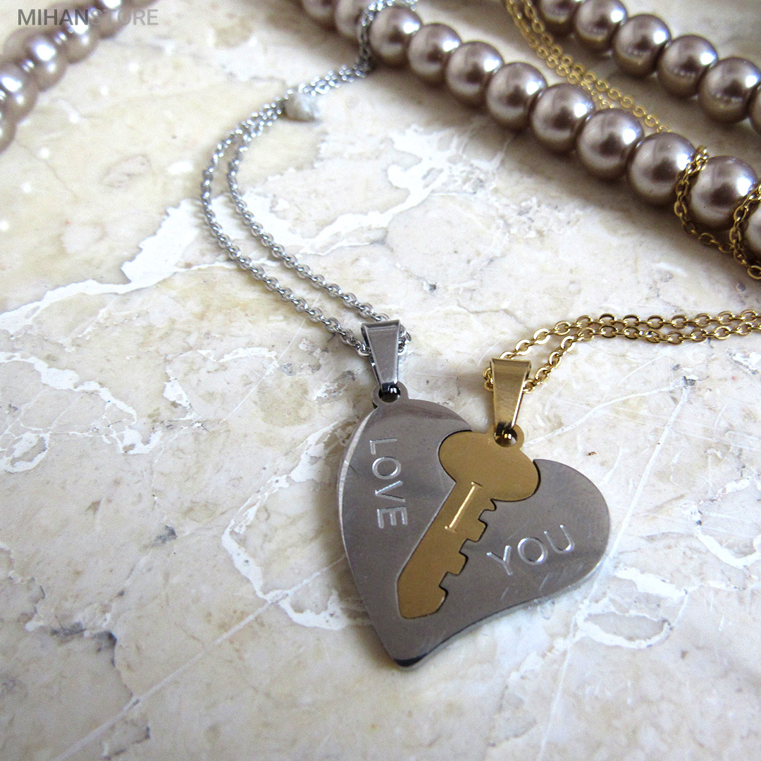 ست گردنبند عاشقانه قلب و کلید