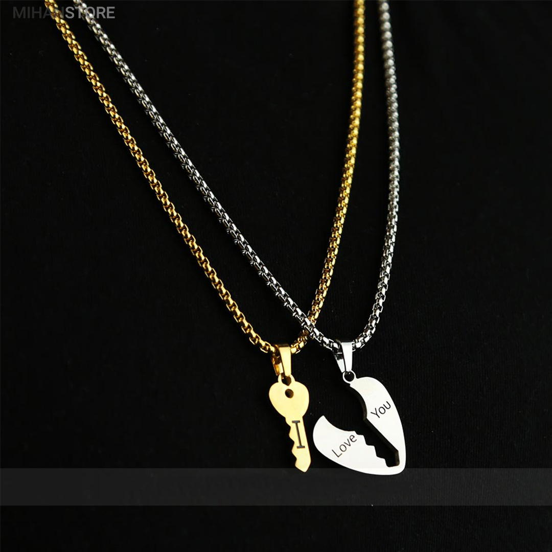 ست گردنبند عاشقانه قلب و کلید