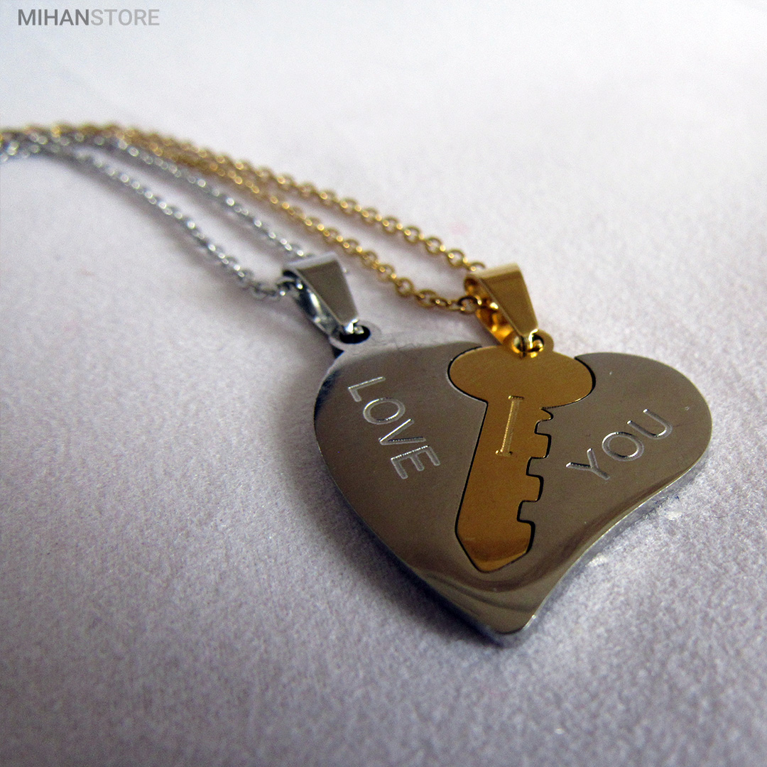 ست گردنبند عاشقانه قلب و کلید