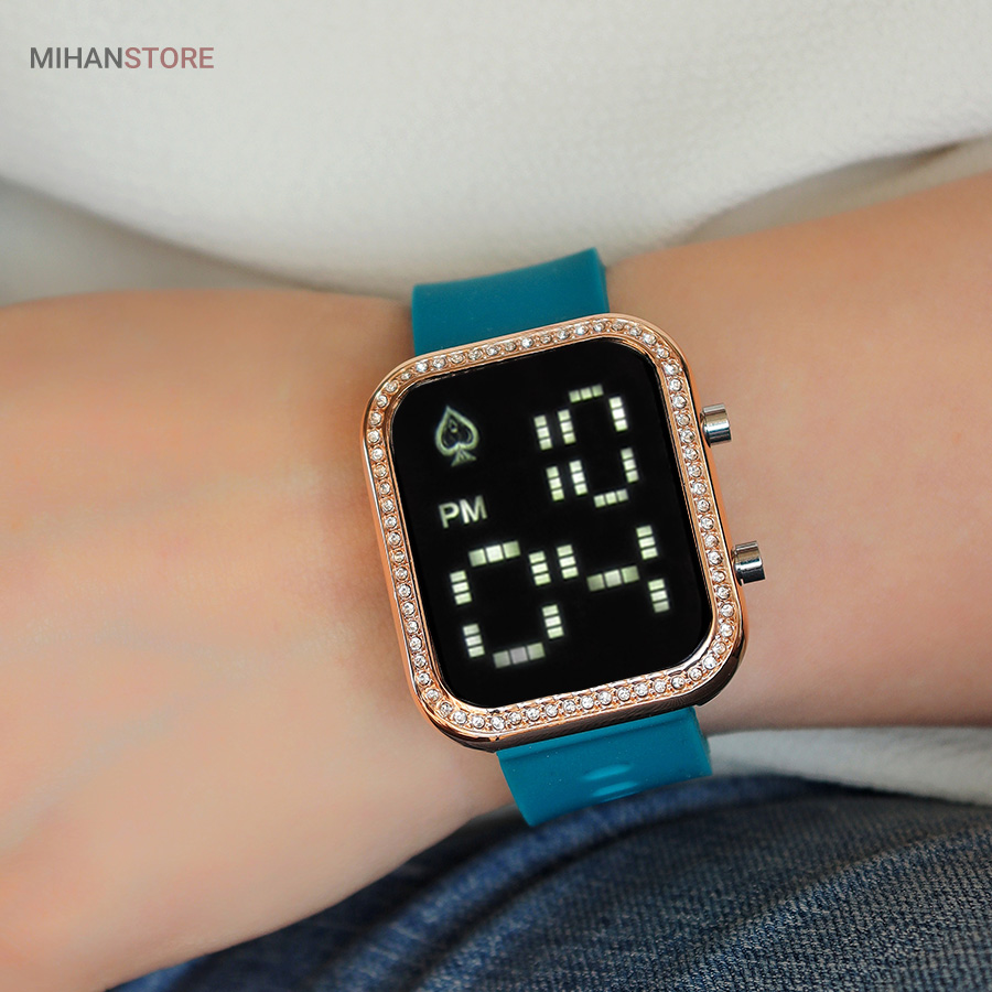 ساعت مچی نگین دار طرح اپل