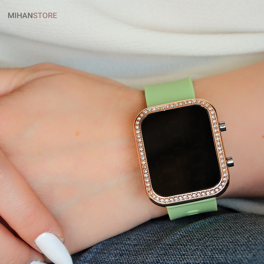 ساعت مچی نگین دار طرح اپل